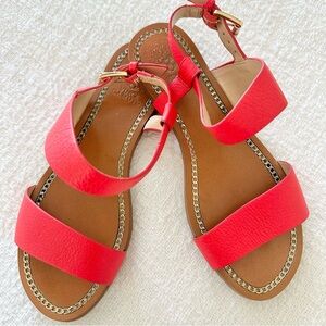 Vince Camuto Rentin Ankle Buckle Strap Sandals Flats Coral Red 6